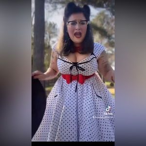 White with polka dots summer dress. Size 18